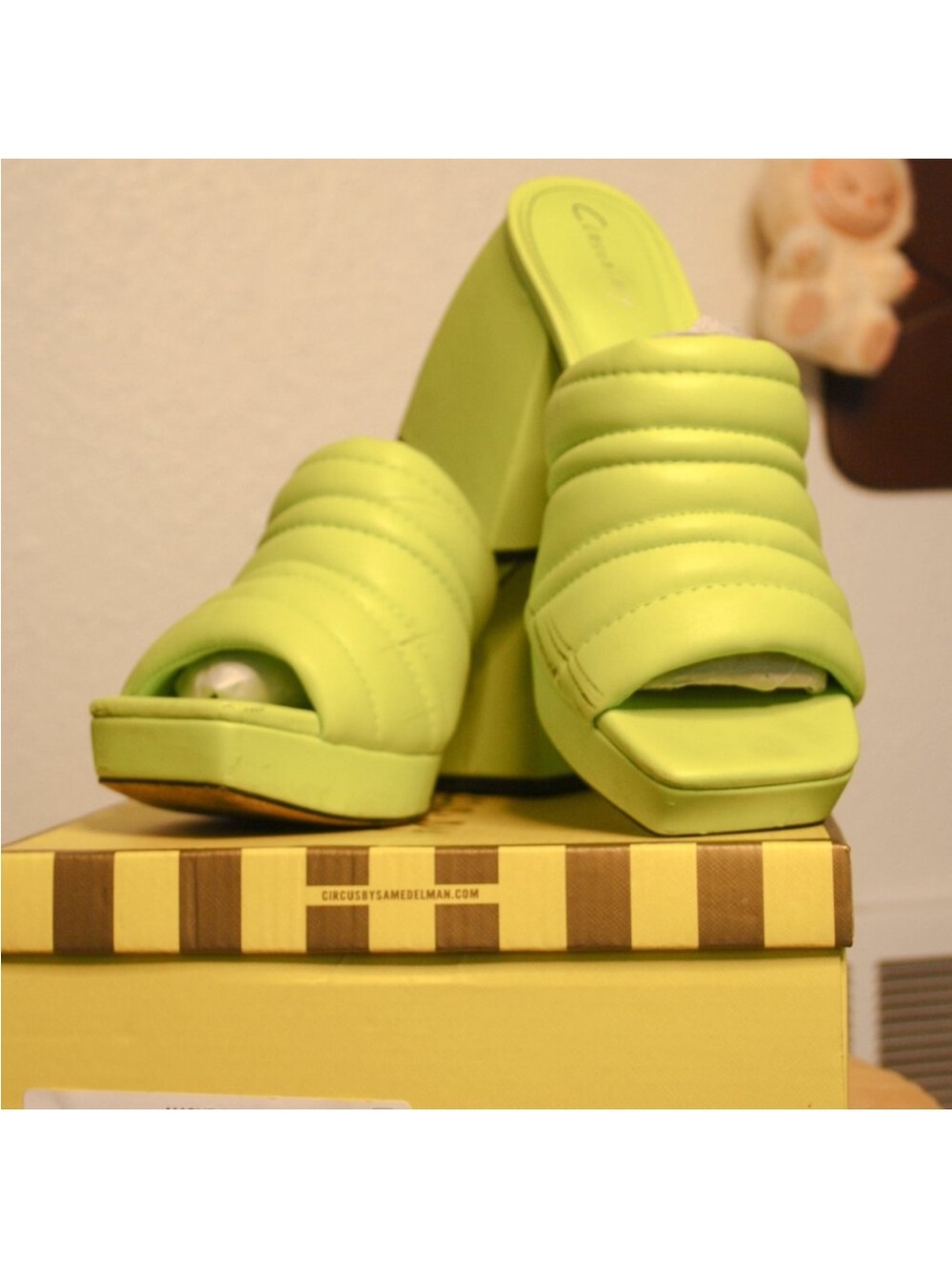 Circus by Sam Edelman Platform Mule Heels | Neon Lime Green